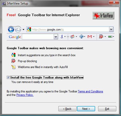 IrFanView and the Google Toolbar