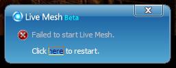 Live Mesh Failed to Start